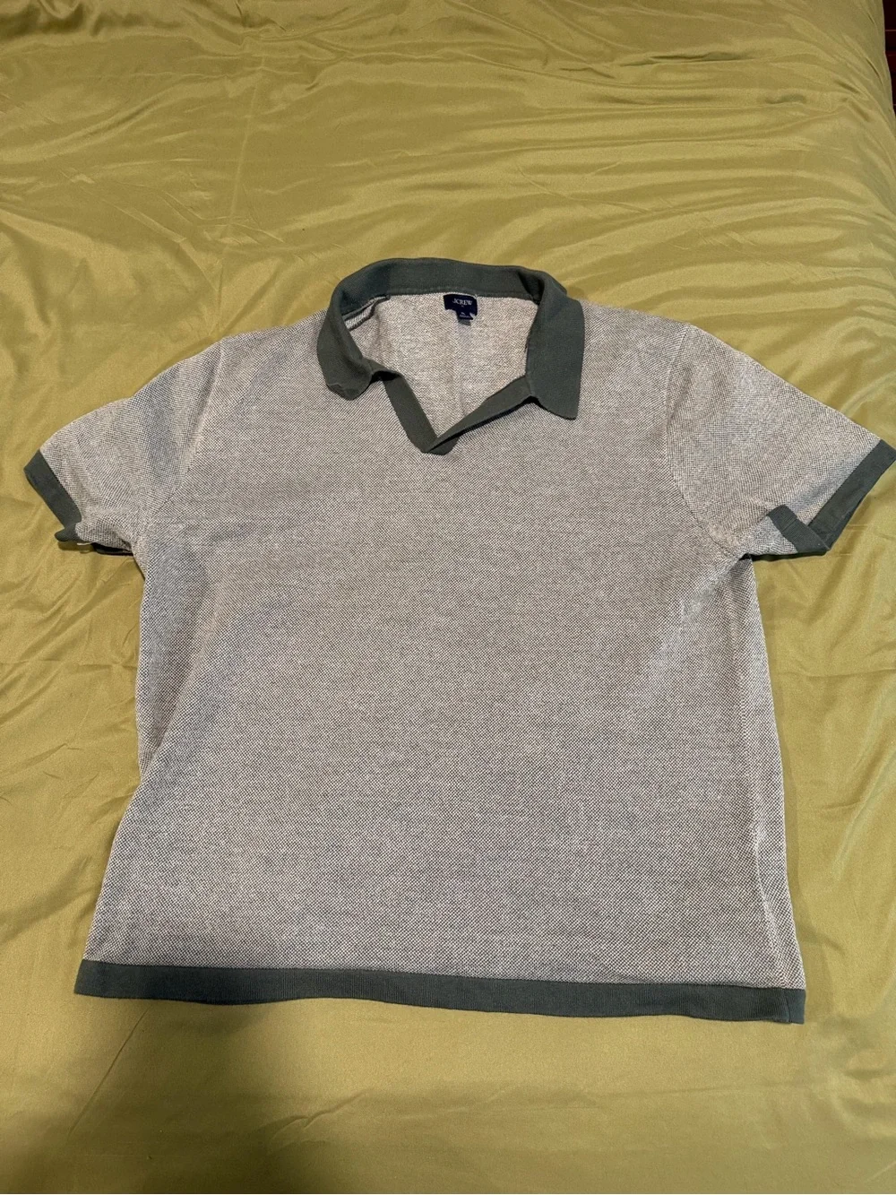 Men's Gray Polo Tee with Dark Green Trim
